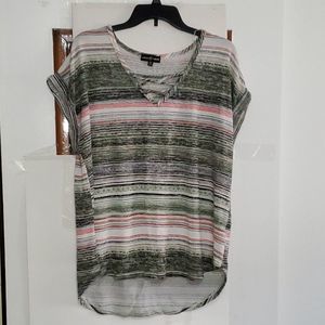 Almost Famous Women's Knit Top Plus Sized Cap Sleeve Spring Summer Activewear 2X